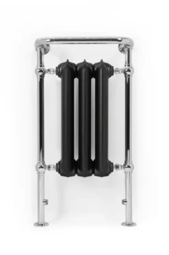 Terma Cast Iron Towel Rail 900x490mm Flat Black & Chrome Surround - WGNTR090049LFB3AX