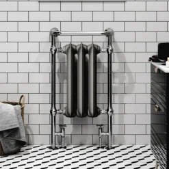 Terma Cast Iron Towel Rail 900x490mm Raw Metal & Chrome Surround - WGNTR090049LZE3AX