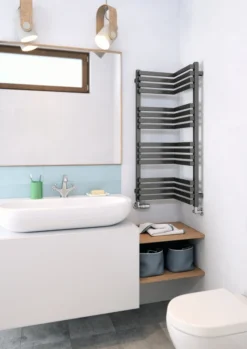 Terma InCorner Heated Towel Rail 1005x350mm Modern Grey - WGQIN100035KDGRSX