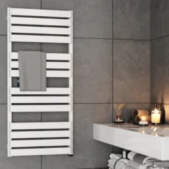 Terma Warp T One Electric Towel Rail 1110x500mm Matt White - WWWTN111050KS96E8P -Fireplace Emporium 49e788da 45ee 41ca 81ef ba777877d855