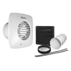 Xpelair Simply Silent Standard Square 100mm Bathroom Fan With PIR Sensor & Wall Kit - DX100PIRS