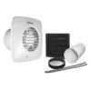 Xpelair Simply Silent Standard Square 100mm Bathroom Fan With Humidistat & Pull Cord & Timer & Wall Kit - DX100HPTS