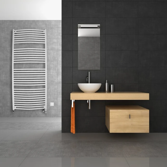 Discount Curved White Towel Rail 700mm X 420mm - 4MA7 2 Discount Curved White Towel Rail 700mm X 420mm - 4MA7 - Image 2