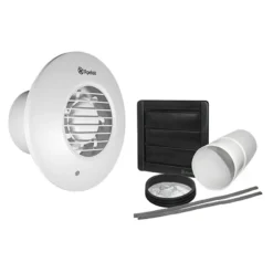 Xpelair Simply Silent Standard Round 100mm Bathroom Fan With Pullcord & Humidstat & Timer & Wall Kit - DX100HPTR