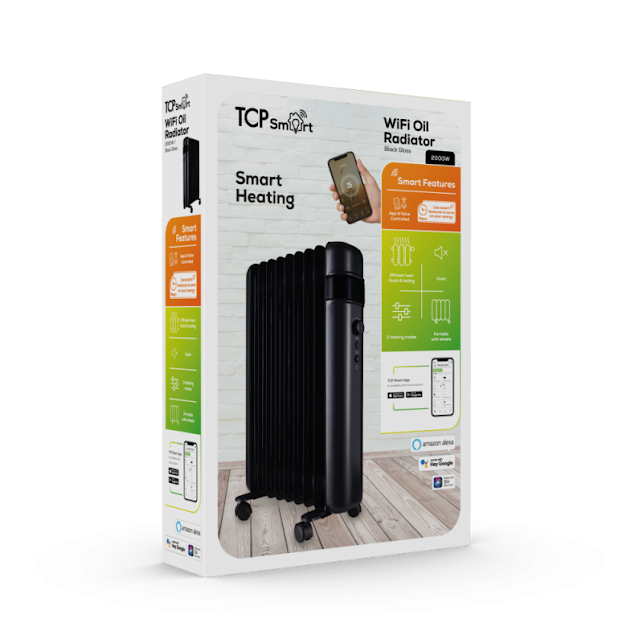 TCP Smart Portable Free-Standing 2000W Oil Filled Radiator Black - SMABLOILRAD2000WEX20 6 TCP Smart Portable Free-Standing 2000W Oil Filled Radiator Black - SMABLOILRAD2000WEX20 - Image 6