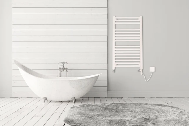 Discount Straight Electric White Towel Rail 764mm X 600mm - 6M7E 6 Discount Straight Electric White Towel Rail 764mm X 600mm - 6M7E - Image 6