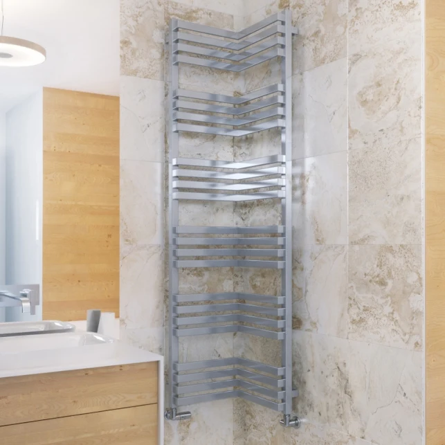 Terma InCorner Heated Towel Rail 1545x350mm Chrome Effect - WGQIN154035KCRESX 3 Terma InCorner Heated Towel Rail 1545x350mm Chrome Effect - WGQIN154035KCRESX - Image 3