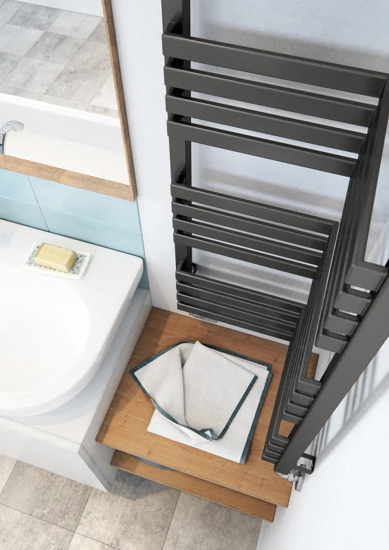 Terma InCorner Heated Towel Rail 1545x350mm Modern Grey - WGQIN154035KDGRSX 2 Terma InCorner Heated Towel Rail 1545x350mm Modern Grey - WGQIN154035KDGRSX - Image 2