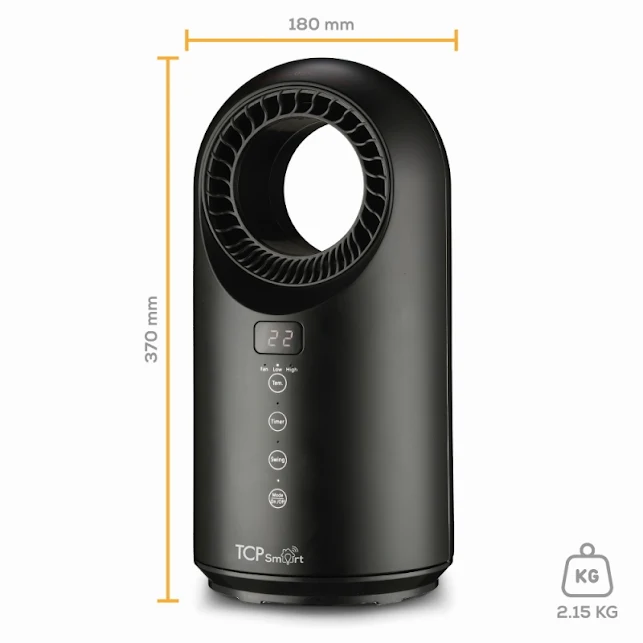 TCP Smart Portable Bladeless Fan Heater 1500W Black - HJAY1090 10 TCP Smart Portable Bladeless Fan Heater 1500W Black - HJAY1090 - Image 10