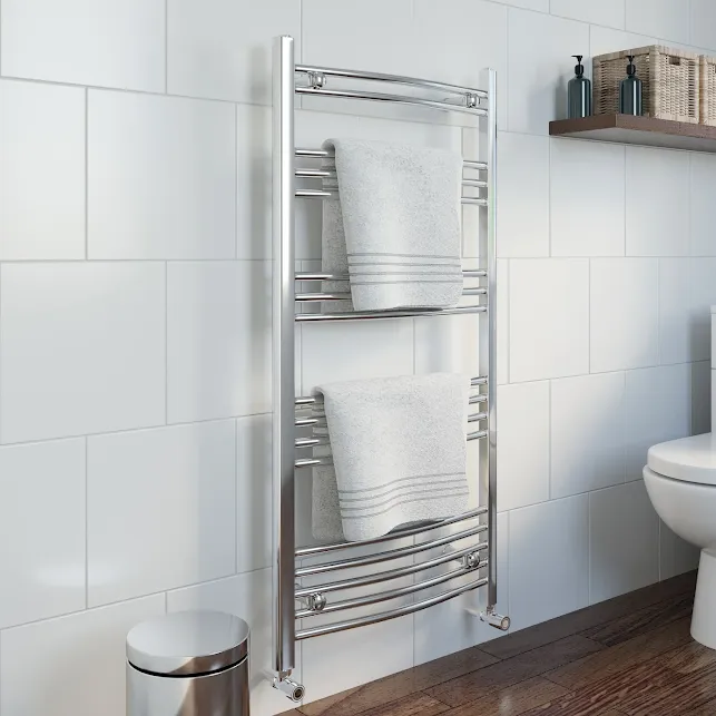 Essentials Heated Towel Rail Chrome 1200 X 600mm Curved 2 Essentials Heated Towel Rail Chrome 1200 X 600mm Curved - Image 2