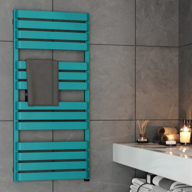 Terma Warp T One Electric Towel Rail 1110x500mm Matt Teal - WWWTN111050K5M8E8P 1 Terma Warp T One Electric Towel Rail 1110x500mm Matt Teal - WWWTN111050K5M8E8P
