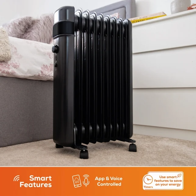 TCP Smart Portable Free-Standing 2000W Oil Filled Radiator Black - SMABLOILRAD2000WEX20 7 TCP Smart Portable Free-Standing 2000W Oil Filled Radiator Black - SMABLOILRAD2000WEX20 - Image 7